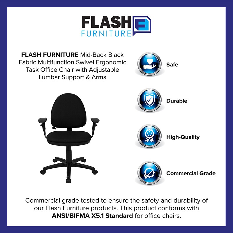 Flash Furniture Black Mid-Back Task Chair
