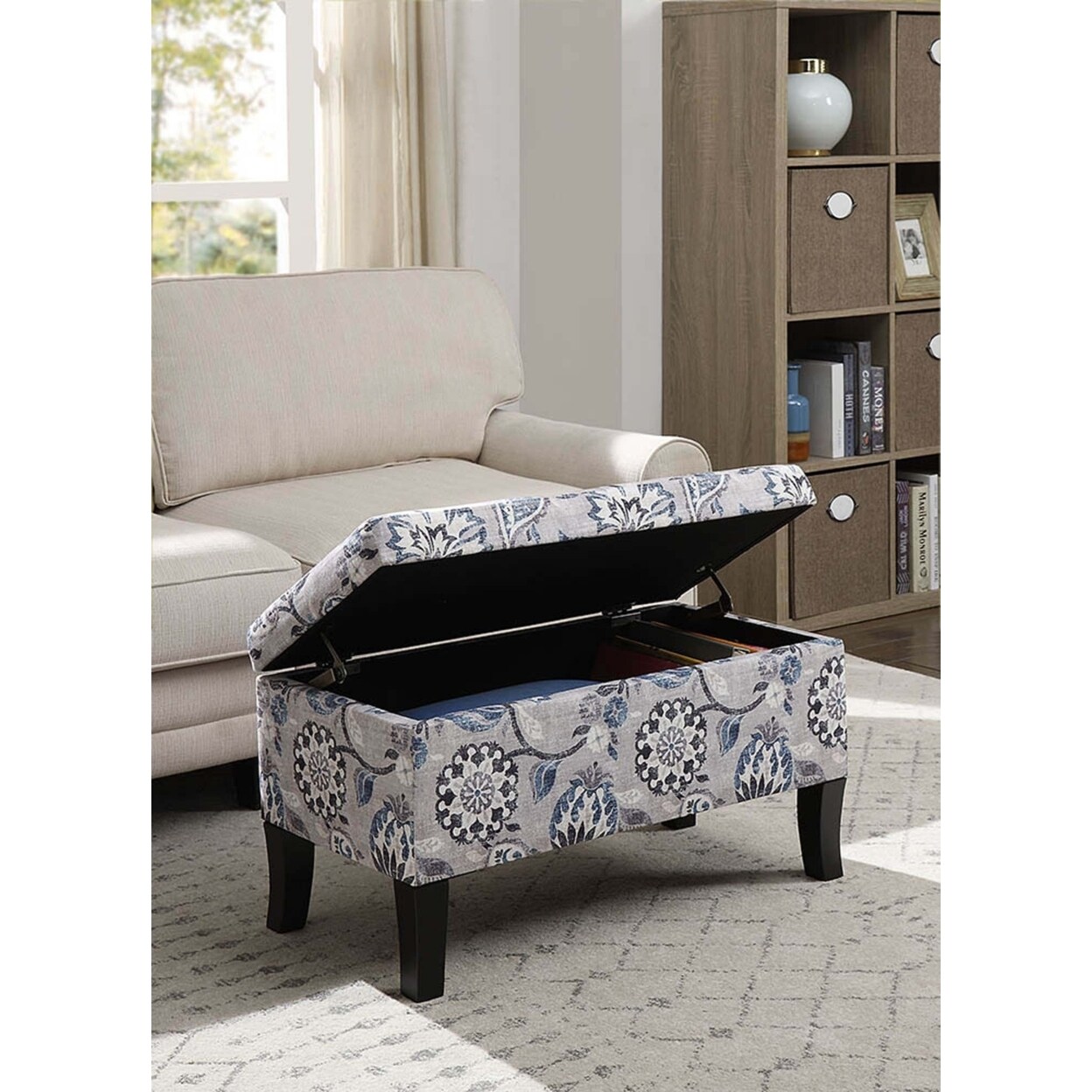 Convenience Concepts Designs4Comfort Winslow Storage Ottoman, Gray Flora