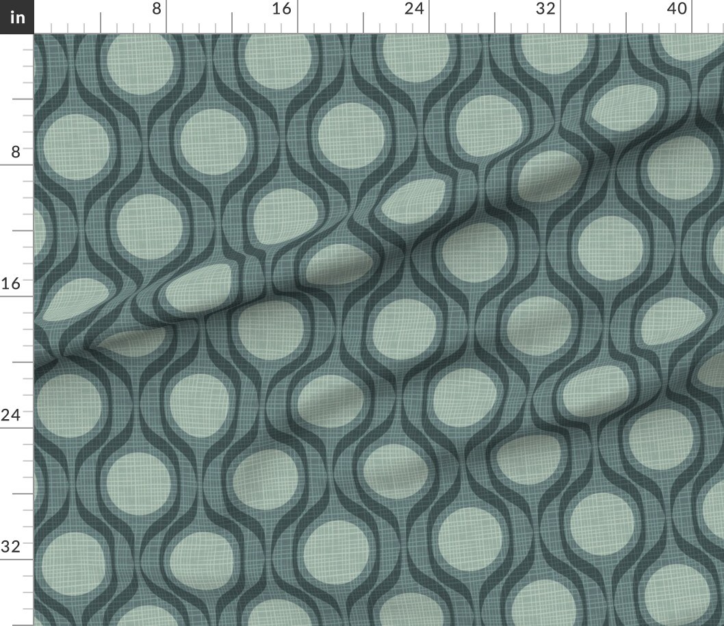 Petal Signature Cotton by the Yard or Fat Quarter Vintage Retro Grey Geometric Ribbons Circle Large Scale Slate Mid Century Modern Mod Custom Printed Fabric by Spoonflower