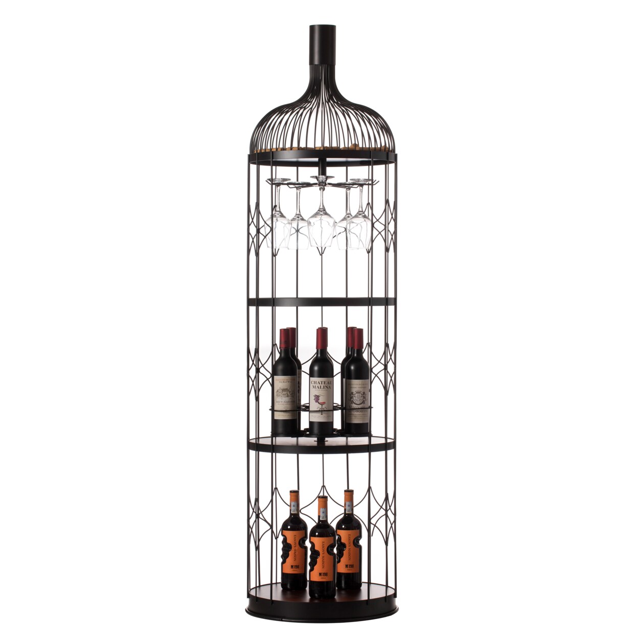 Vintiquewise Creative Bottle Shaped Black Wine Holder Rack Holder for Dining Room Office and Entryway