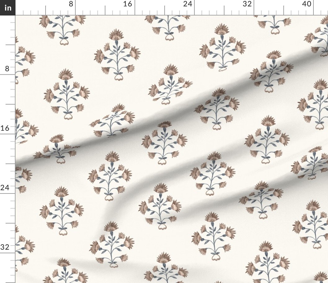 Modern Floral Traditional Stem Wildflower Custom Printed Fabric by Spoonflower Various Fabrics by the Yard or Fat Quarter