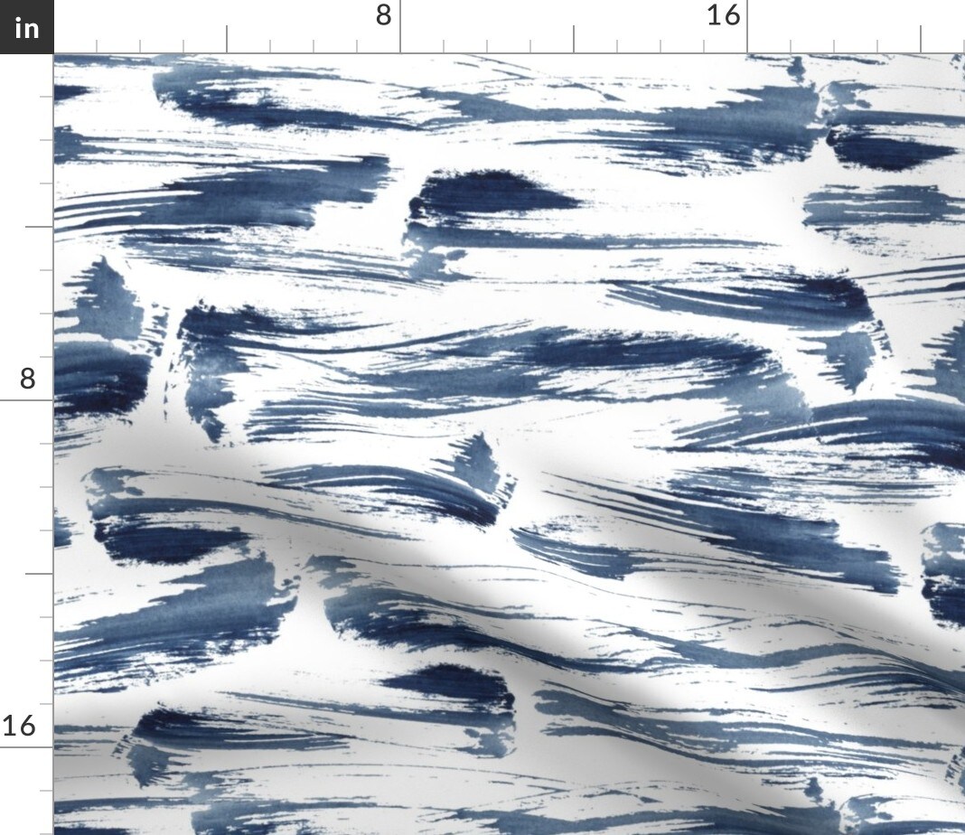 Abstract Hand Painted Watercolor Paint Brush Brushstroke Nautical Coastal Sea Custom Printed Fabric by Spoonflower Various Fabrics by the Yard or Fat Quarter