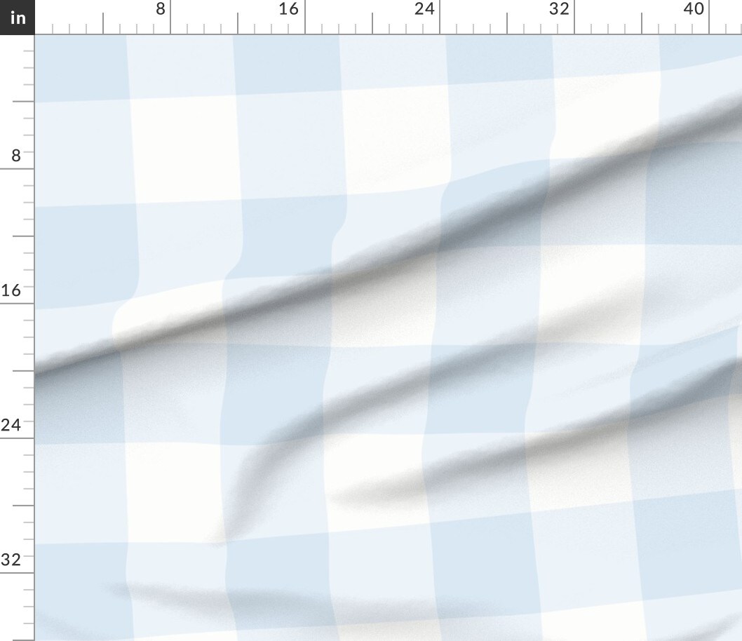 Blue Gingham Check Large Scale Classic Buffalo Plaid 6 Inch Powdery French Country Cottagecore Granny Chic Custom Printed Fabric by Spoonflower Various Fabrics by the Yard or Fat Quarter