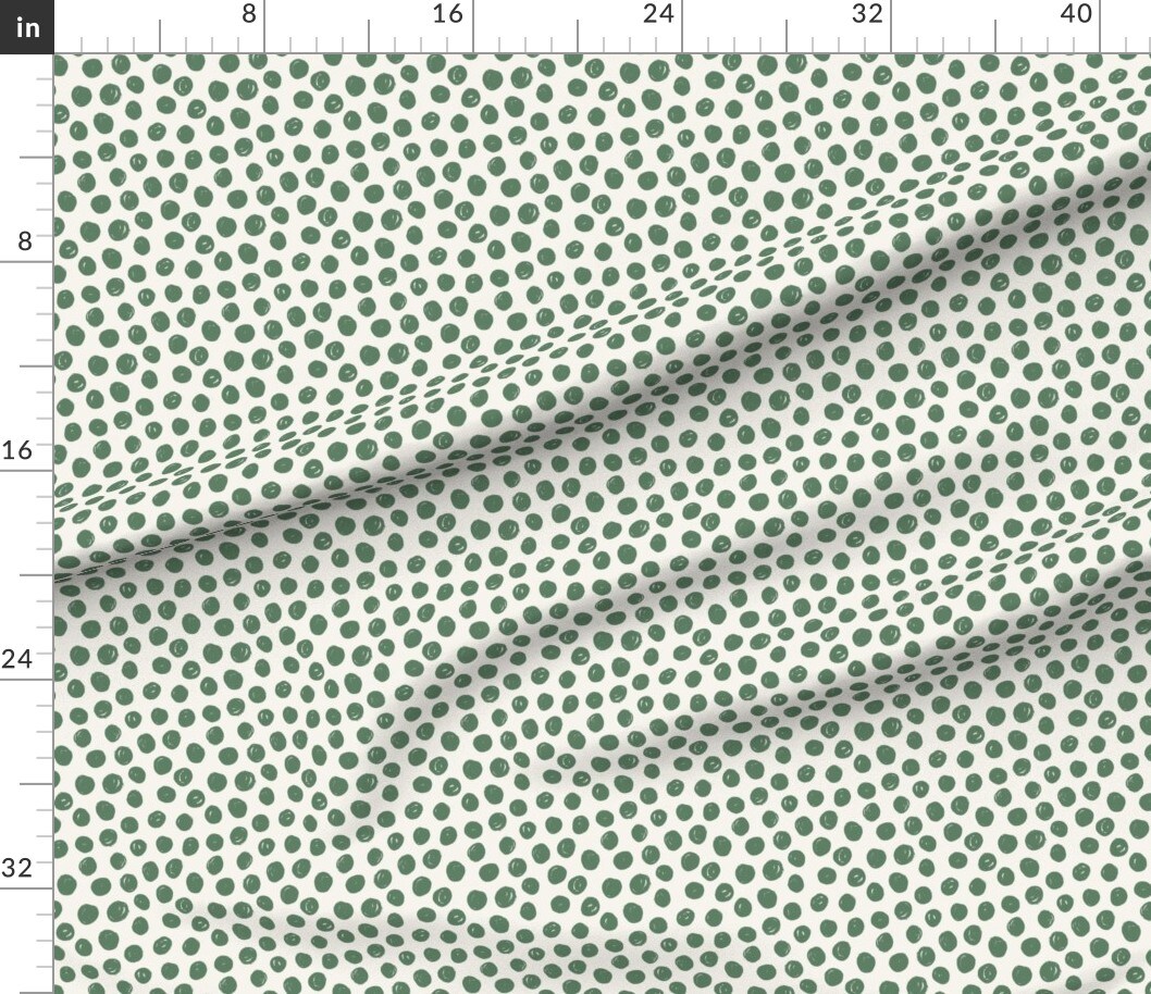 Various Fabrics by the Yard or Fat Quarter Green Circles Polka Dot White Painted Dots Random Artistic Small Scale Custom Printed Fabric by Spoonflower