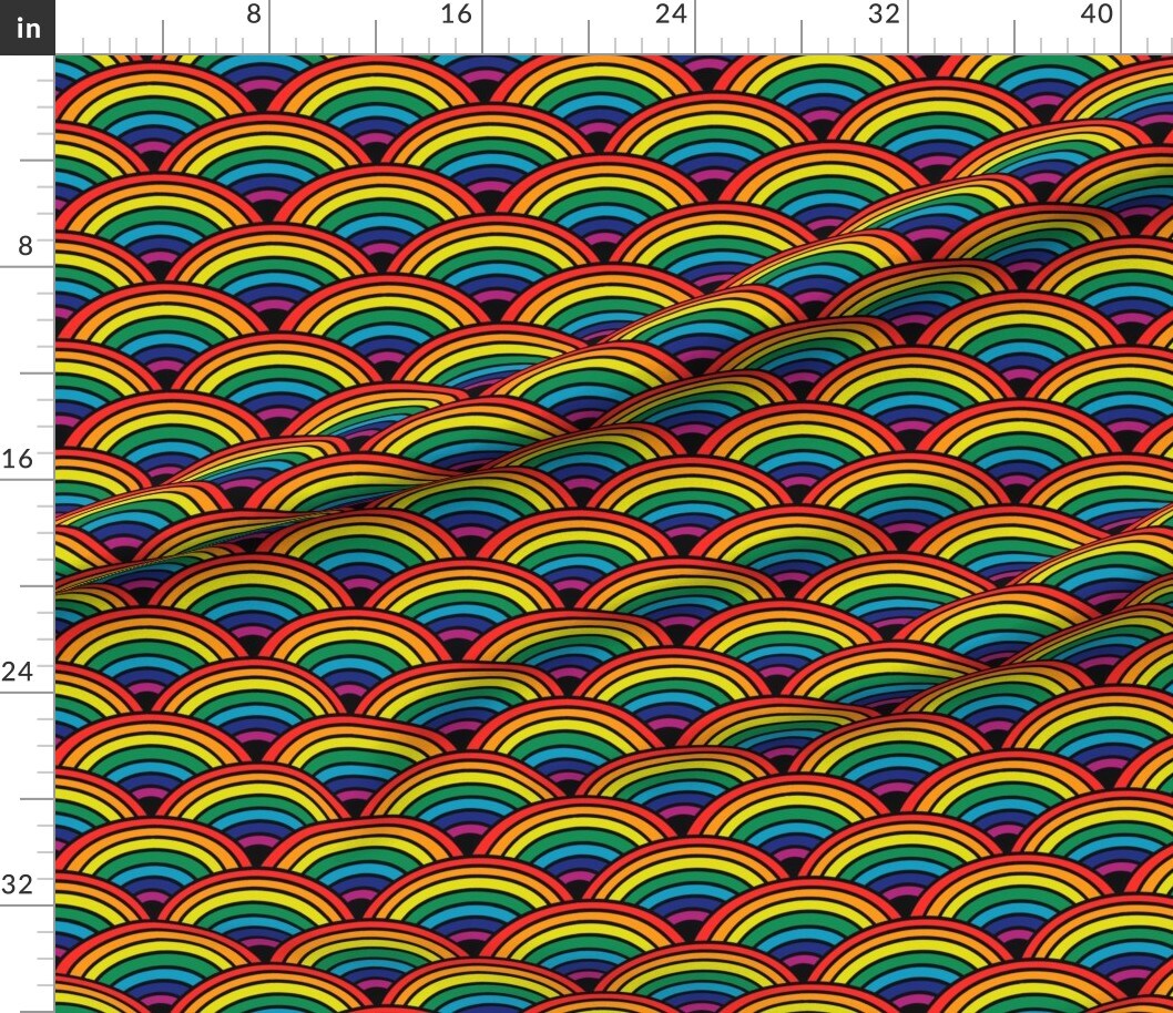 Petal Signature Cotton by the Yard or Fat Quarter Rainbow Colorful Arches Scallop Whimsical Maximalist Custom Printed Fabric by Spoonflower