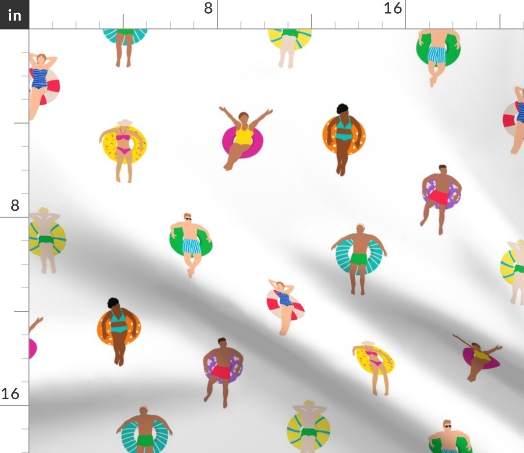 Multicolor Ocean Swim Pool Swimmers Bathing Suit Vacation Diverse House Custom Printed Fabric by Spoonflower Various Fabrics by the Yard or Fat Quarter