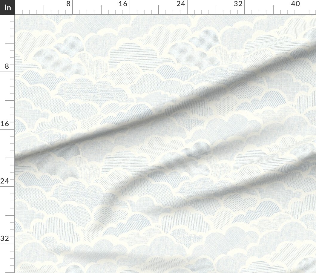 Various Fabrics by the Yard or Fat Quarter Cloudy Sky Pastel Pale Blue Nursery Fluffy Clouds Shabby Chic Distressed Custom Printed Fabric by Spoonflower