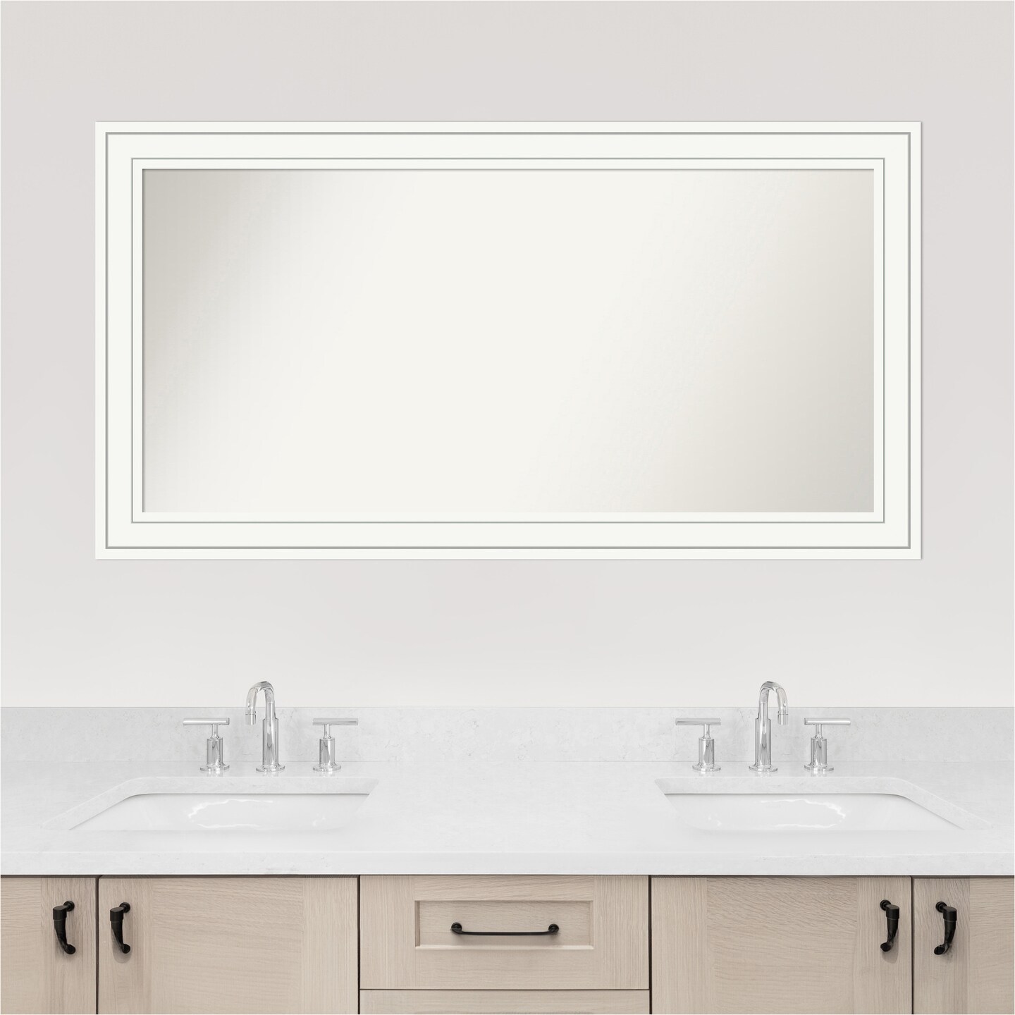 Craftsman White Non-Beveled Custom Framed Bathroom Vanity Wall Mirror