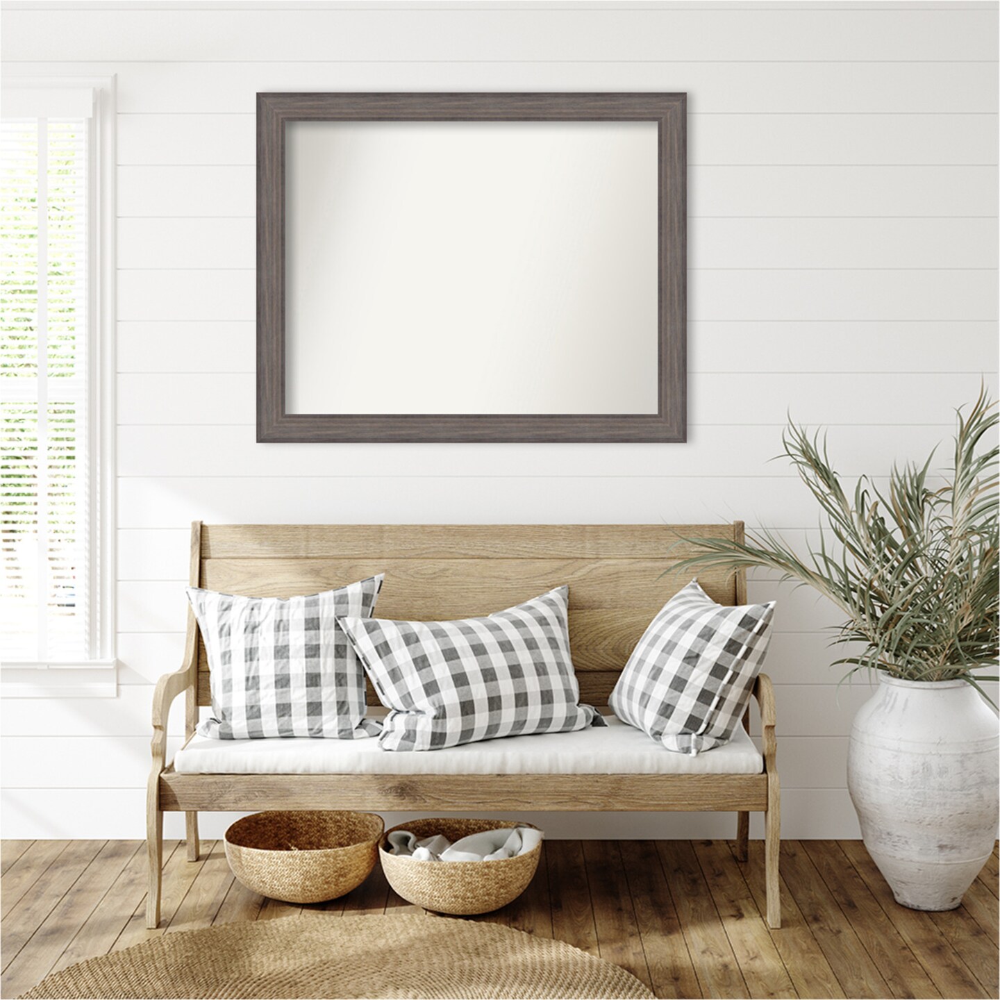 Country Barnwood Non-Beveled Custom Framed Bathroom Vanity Wall Mirror