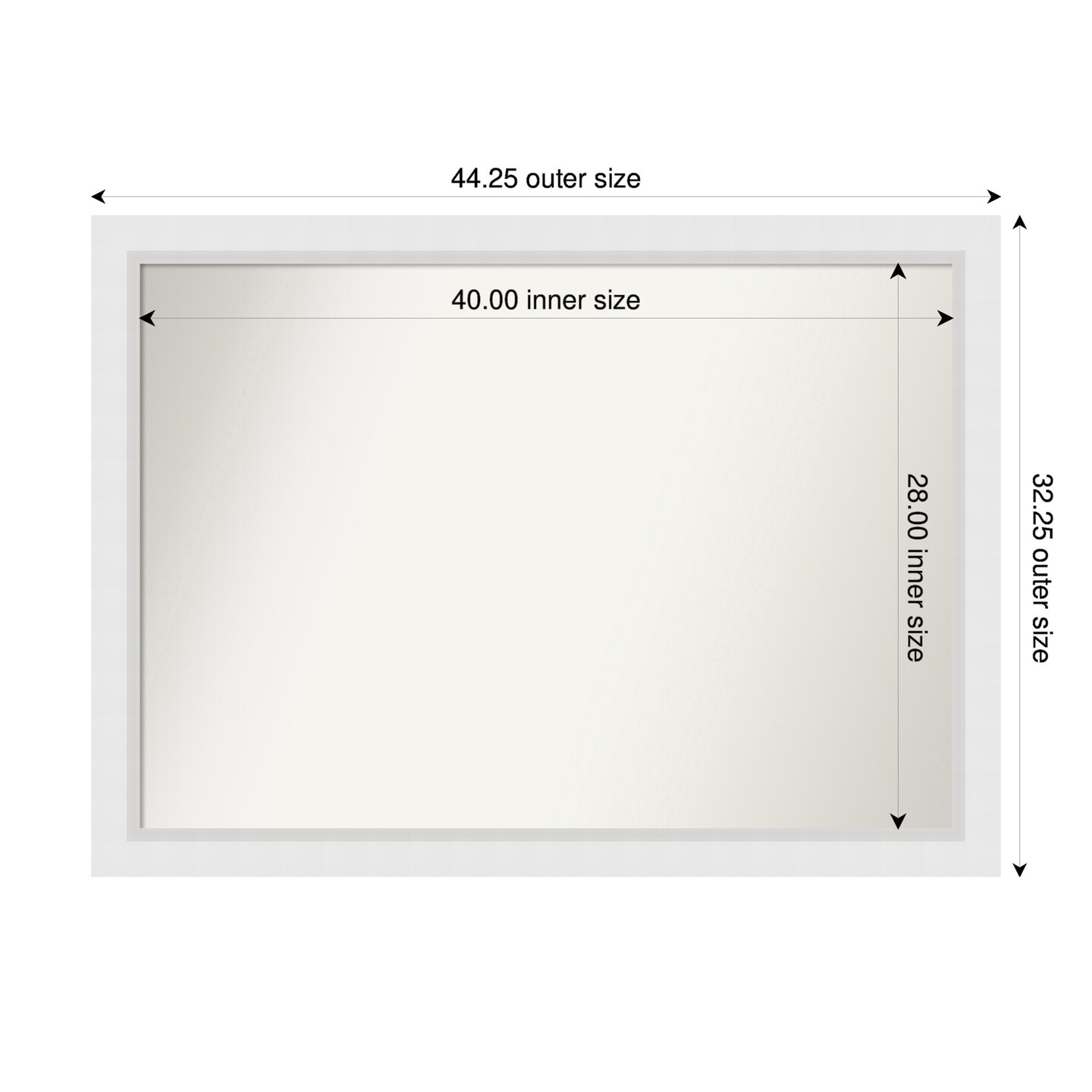 Blanco White Non-Beveled Custom Framed Bathroom Vanity Wall Mirror