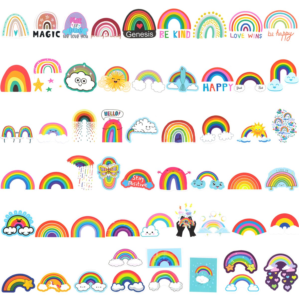 Wrapables Waterproof Vinyl Stickers for Water Bottles, Laptop, Phones, Skateboards, Decals for Teens, 100pcs