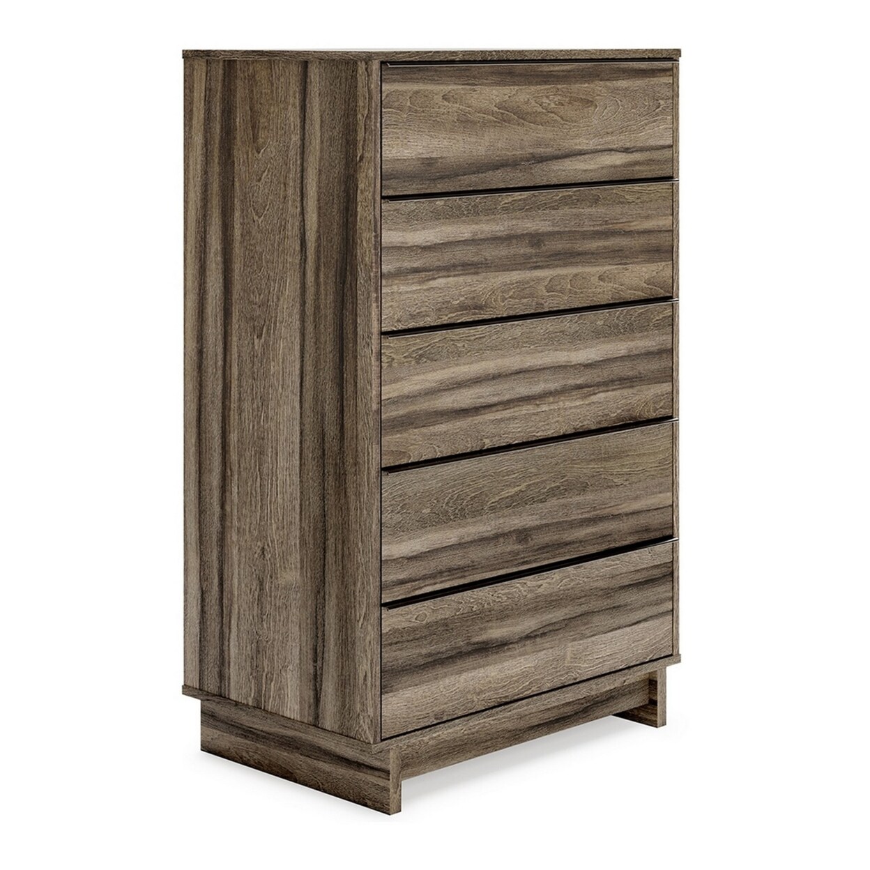 Saltoro Sherpi 48 Inch Modern 5 Drawer Tall Dresser Chest, Rustic Weathered Brown Frame-
