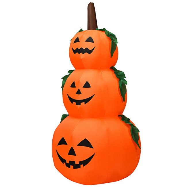 Happy Halloween Inflatable Pumpkin With LED Lights Spooky Ghost Yard Decoration