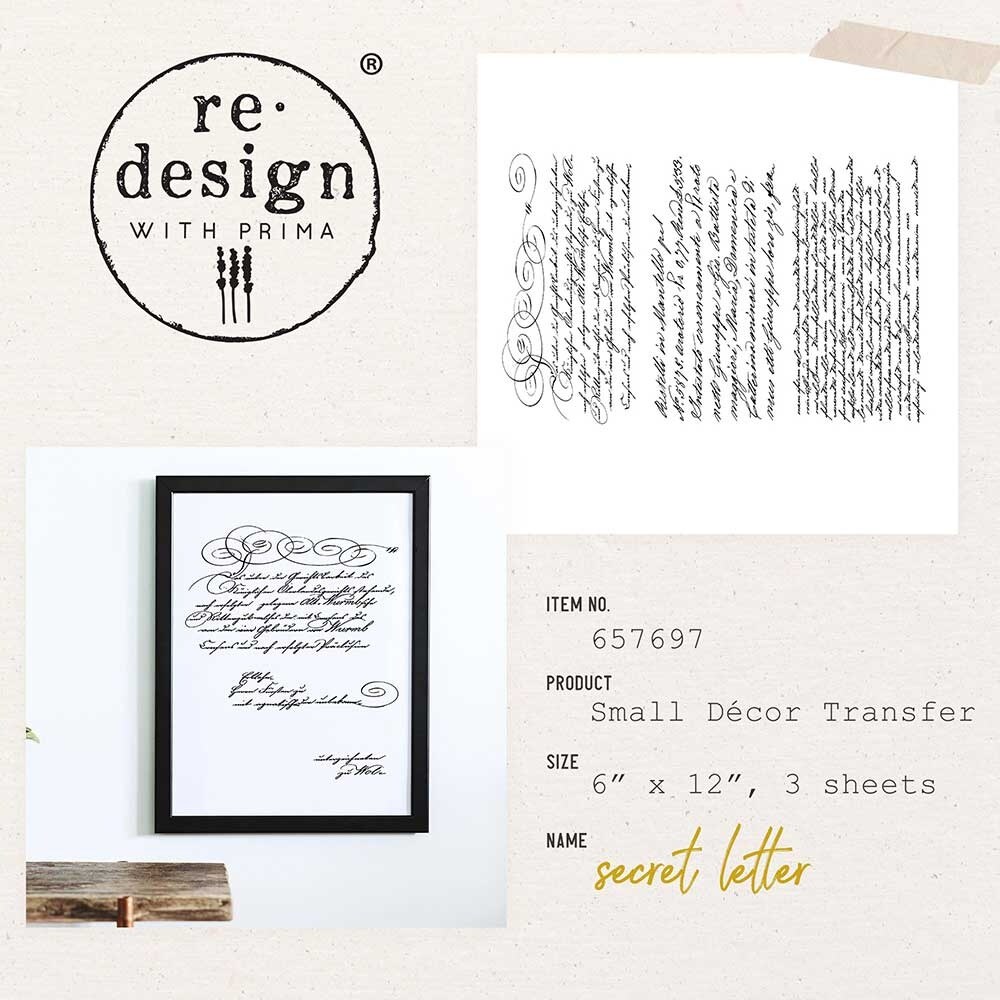 Prima Marketing Re-Design Decor Transfers 6"X12" 3/Sheets-Secret Letter