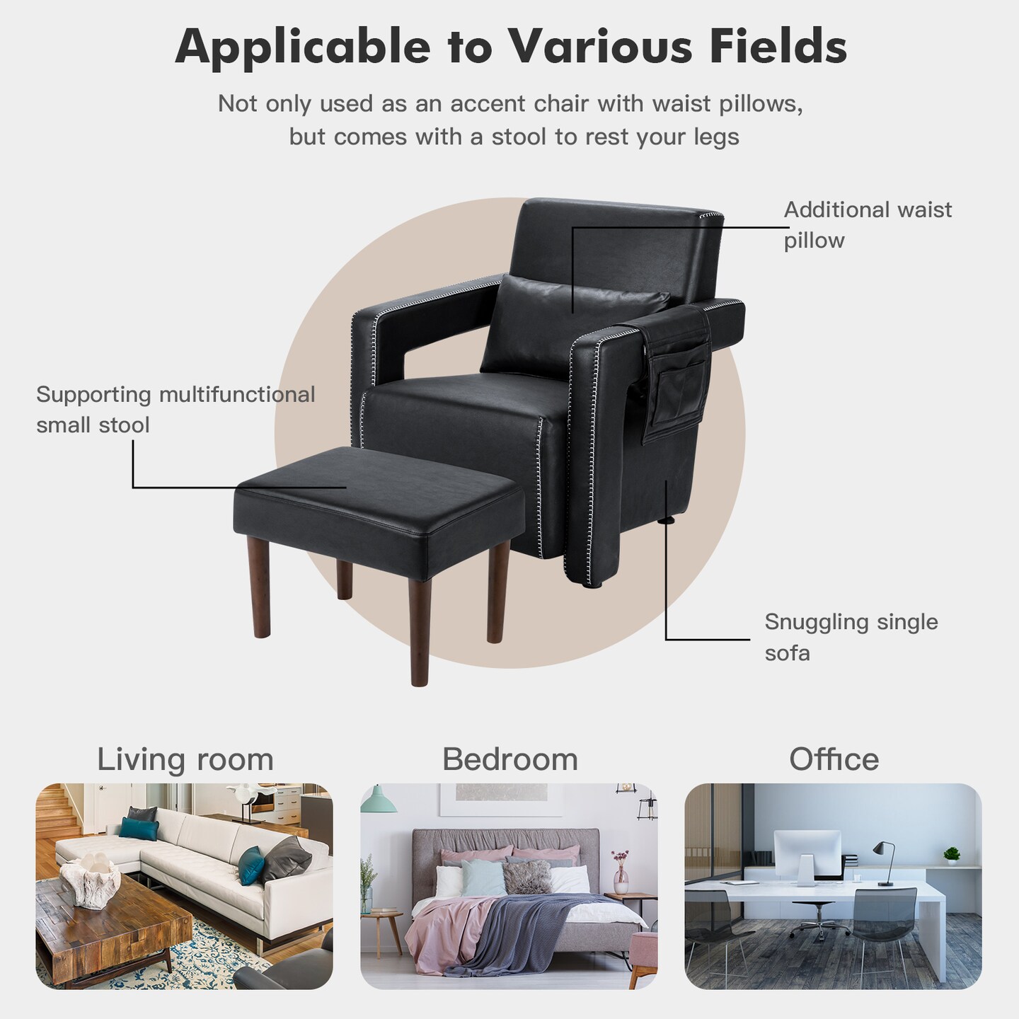 Modern Berber Fleece Single Sofa Chair Included Ottoman and Waist Pillow Suitable for Any Terrain