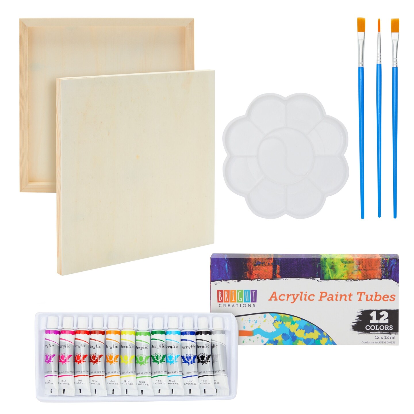 Bright Creations Unfinished Wood Canvas Boards for Painting, 12 x