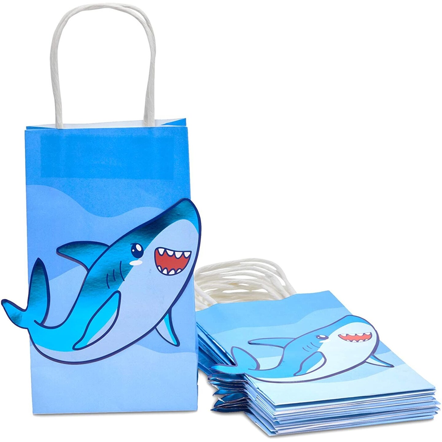 15 Pack Shark Goodie Bags for Kids Under the Sea Themed Birthday