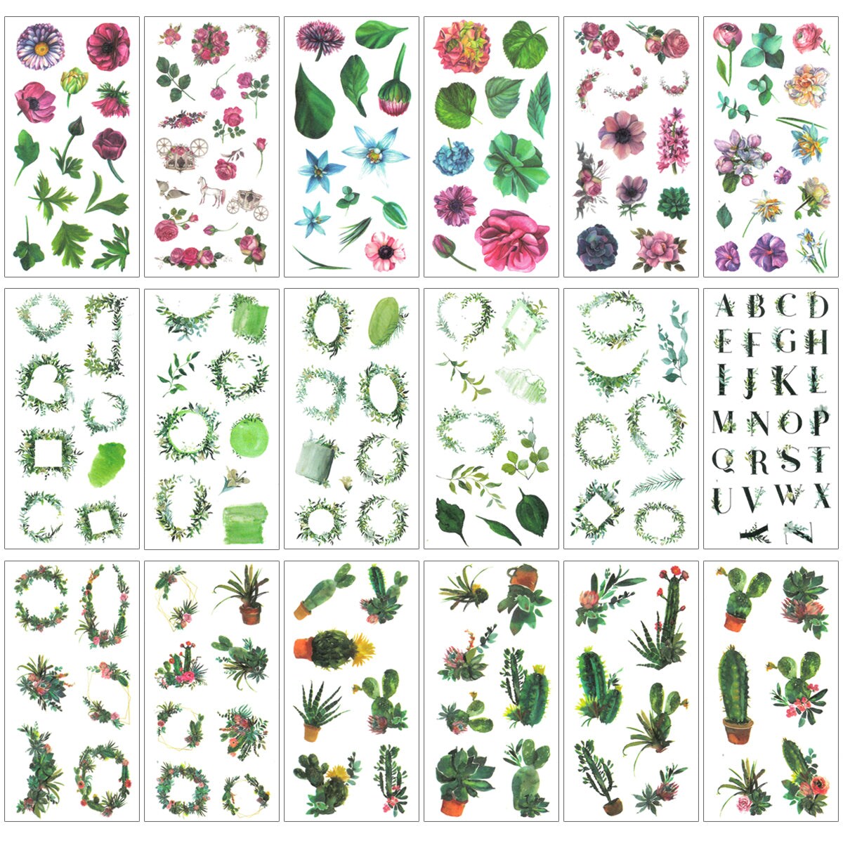 Wrapables Washi Stickers Sets for Scrapbooking, DIY Crafts for Stationery, Diary, Card Making
