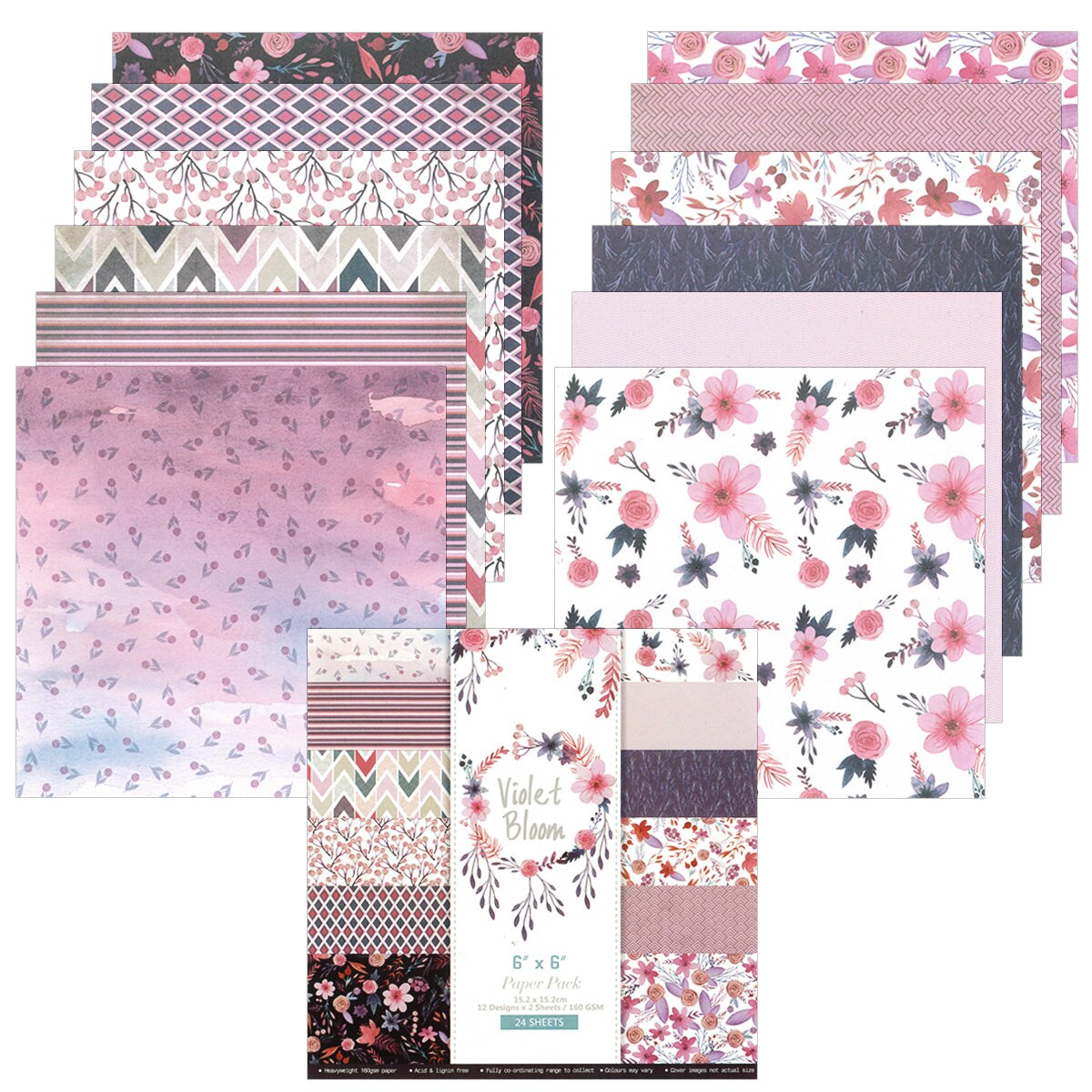 Wrapables 6x6 Decorative Single-Sided Scrapbook Paper for Arts & Crafts Projects, Scrapbooking, Card-Making