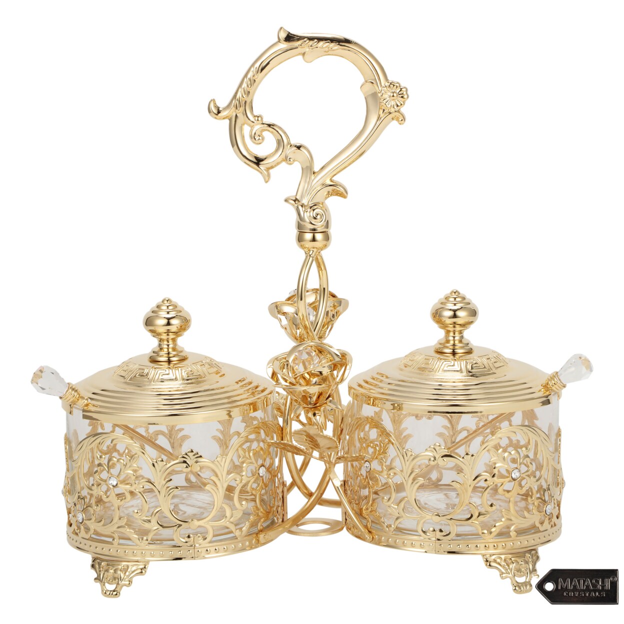 Matashi 24K Gold Plated Crystal Studded Candy Dish / Salt Holder Gift For Christmas Weddings Wife