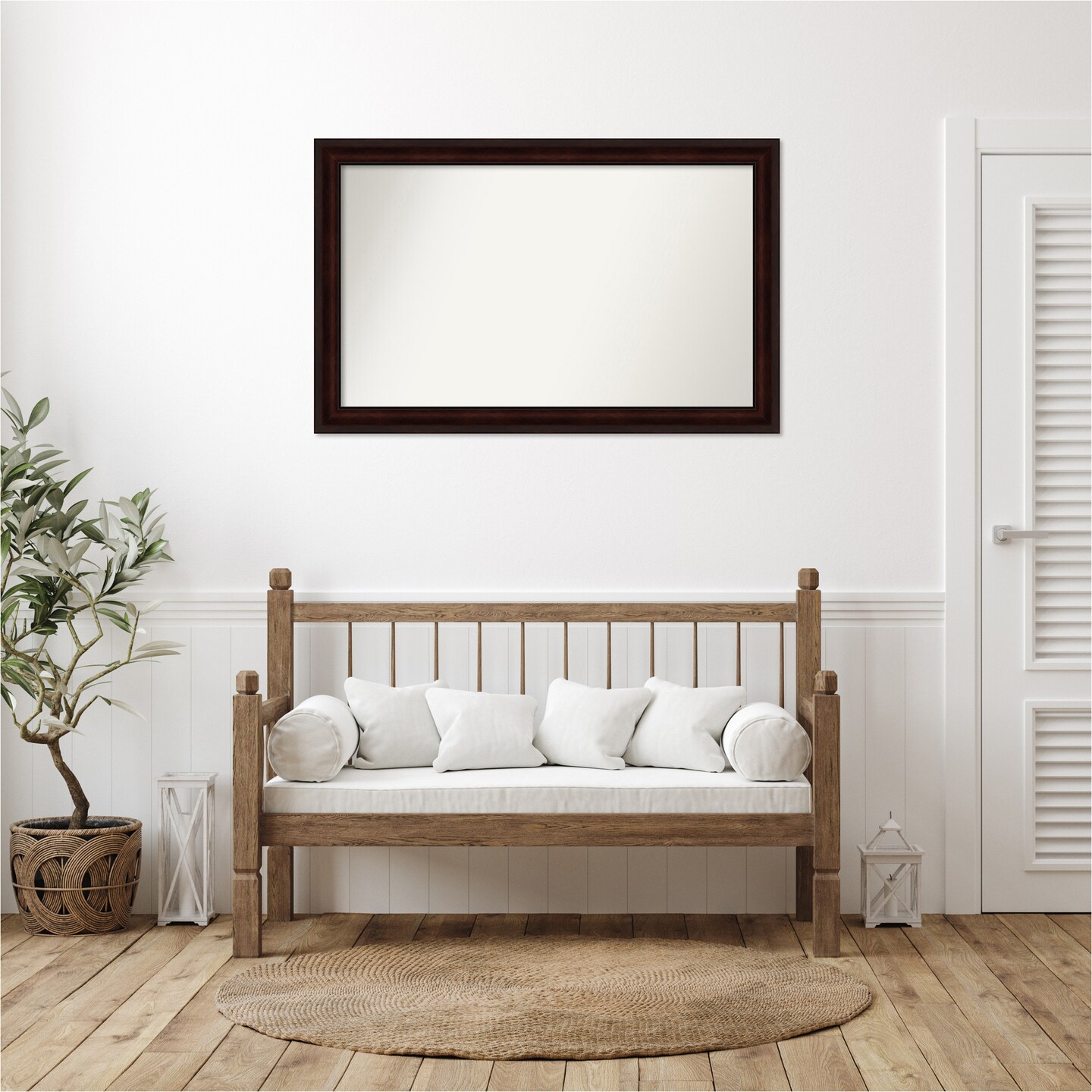 Coffee Bean Brown Non-Beveled Custom Framed Bathroom Vanity Wall Mirror