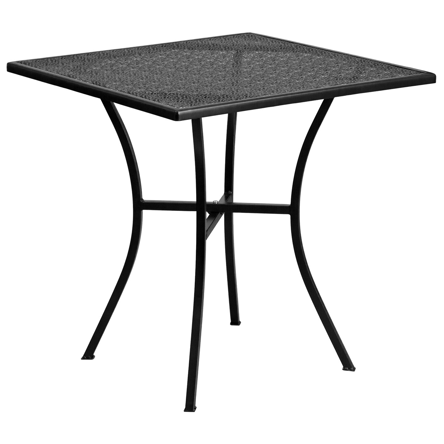 Emma and Oliver Commercial Grade 28&#x22; Square Metal Patio Table Set with 2 Round Back Chairs
