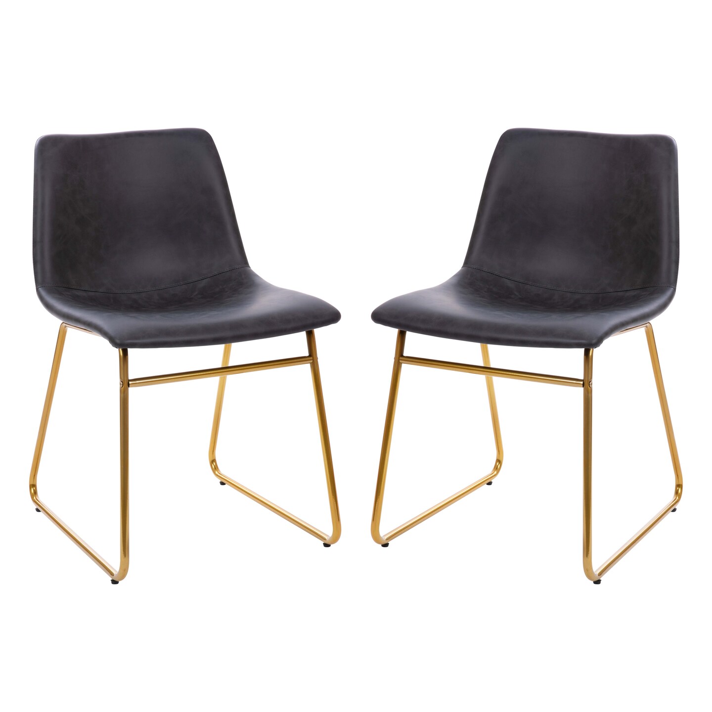 Merrick Lane Carrollton 18 inch Faux Leather Bucket Seat Dining Chairs, Set of 2