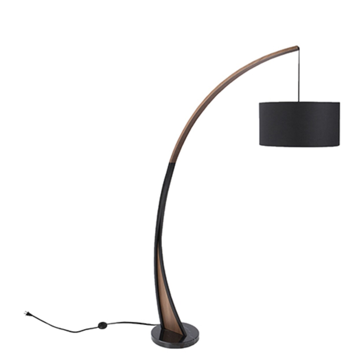 Lumisource Noah Mid-Century Modern Floor Lamp with Walnut Wood Frame and Marble Base by