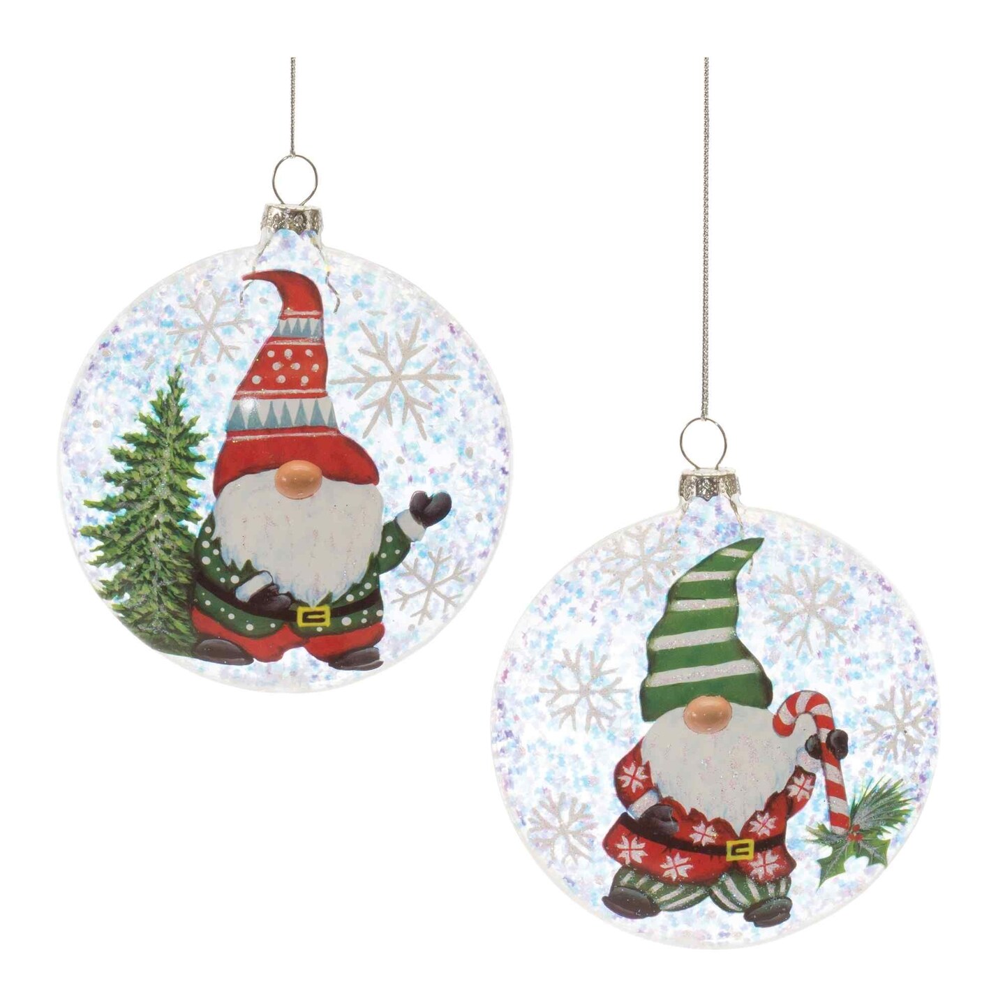 Melrose Gnome Glass Christmas Ball Ornaments - 4&#x22; (100mm) - Multi-Color - 12ct