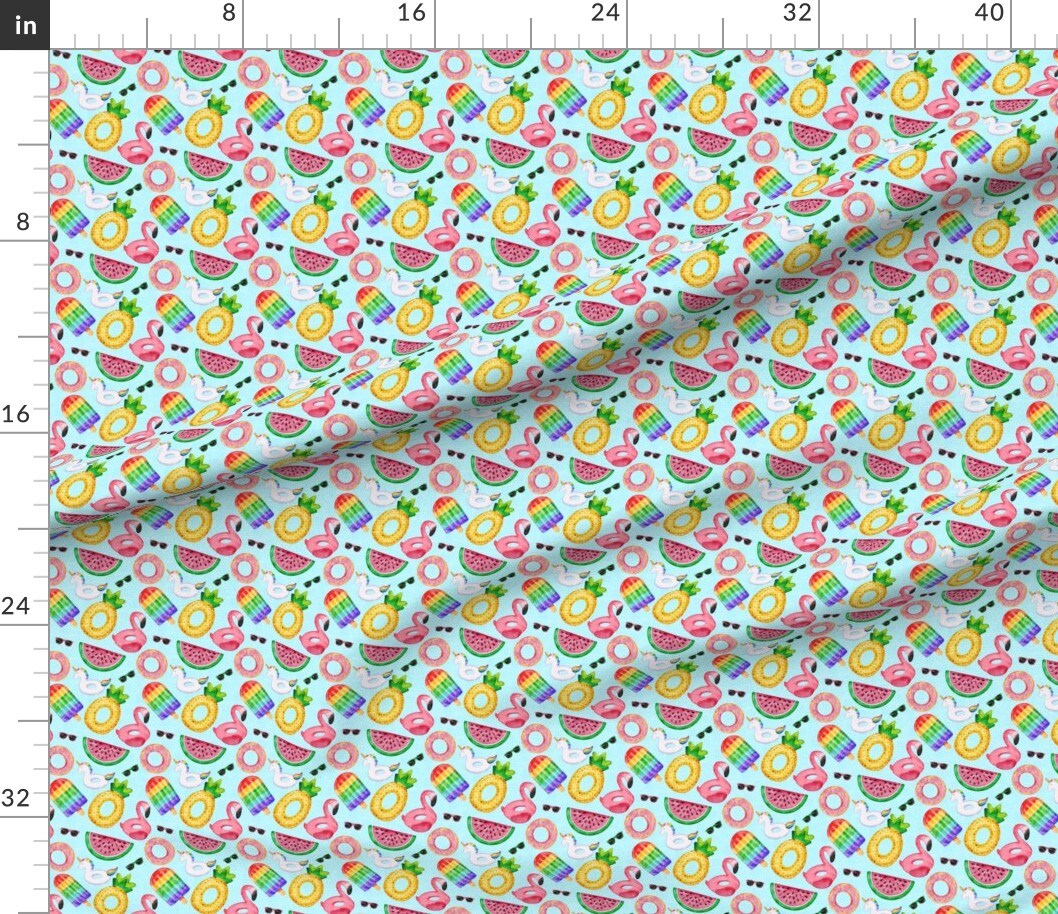 Various Fabrics by the Yard or Fat Quarter Summer Flamingo Watermelon Popsicle Pool Pineapple Unicorn Custom Printed Fabric by Spoonflower