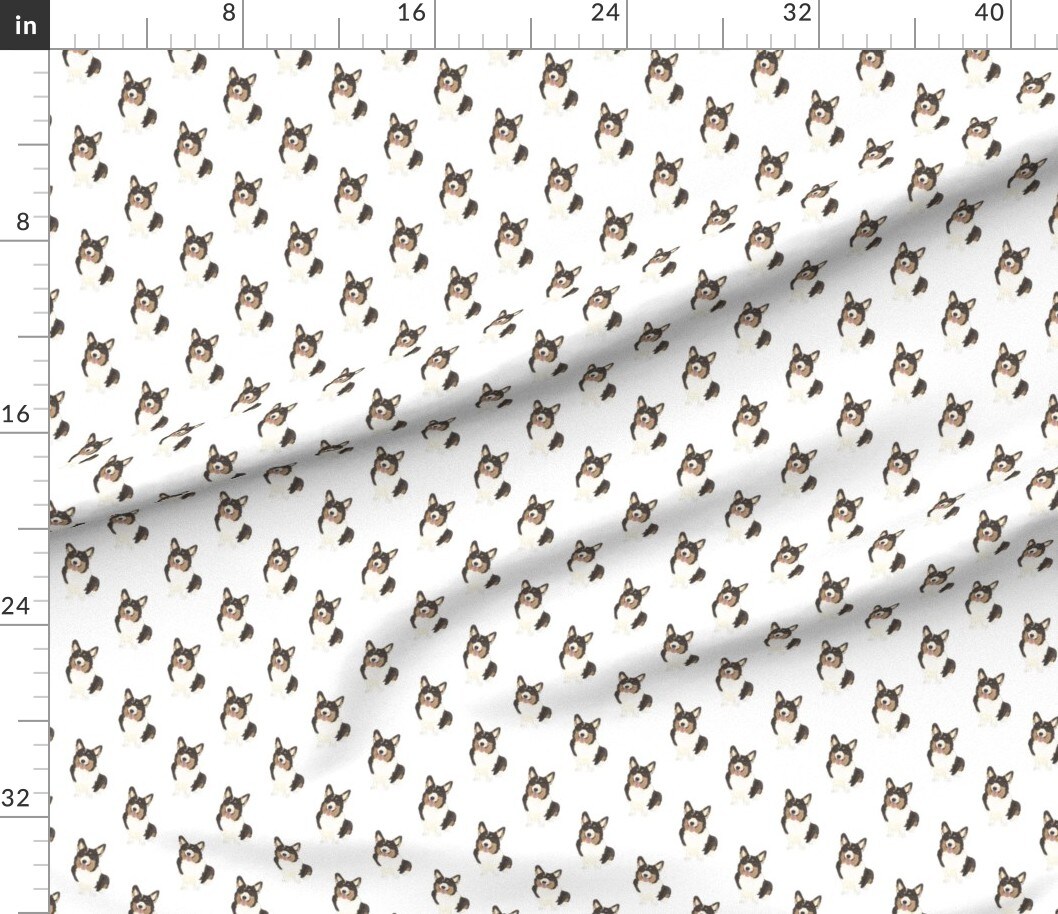 Petal Signature Cotton by the Yard or Fat Quarter Cute Corgi Corgis Illustrated Dogs Whimsical Welsh Pembroke Beige Cream Custom Printed Fabric by Spoonflower