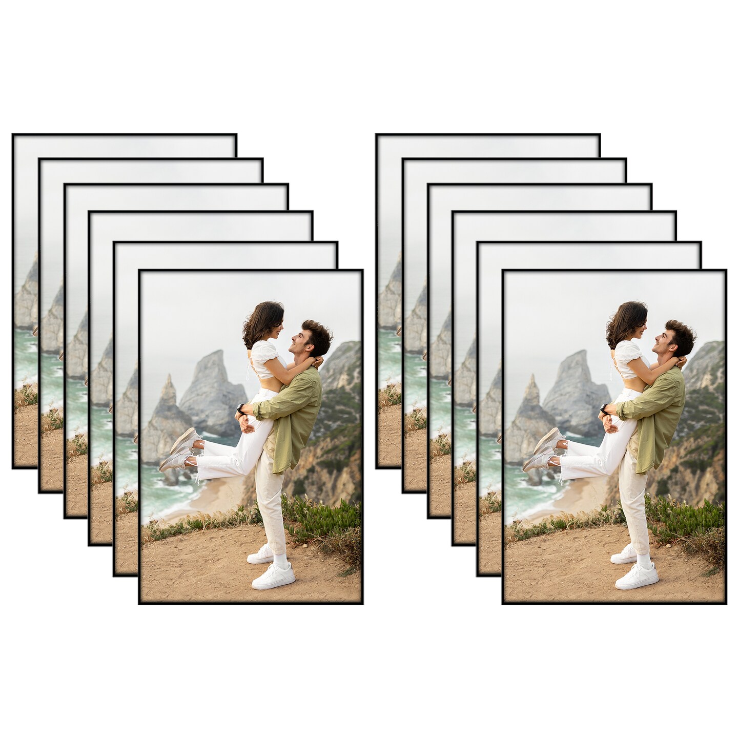 Americanflat 4x6 Front Loading Picture Frame Set - Set of 12 - Multi Picture Frames - Perfect for Photos and Wall Decor - Shatter Resistant Glass - Hanging Hardware with Snap-Out Easel - Black