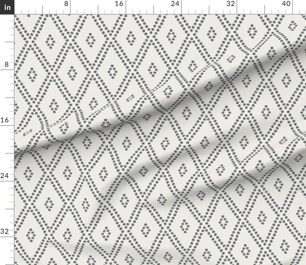 Modern Farmhouse Neutral Diamonds Bohemian Mudcloth Dots Grayscale Custom Printed Fabric by Spoonflower Various Fabrics by the Yard or Fat Quarter