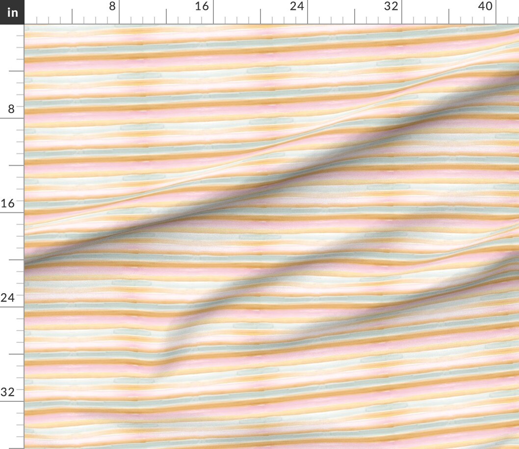 Pastel Stripes Watercolor Horizontal Modern Pink Orange Soft Custom Printed Fabric by Spoonflower Various Fabrics by the Yard or Fat Quarter