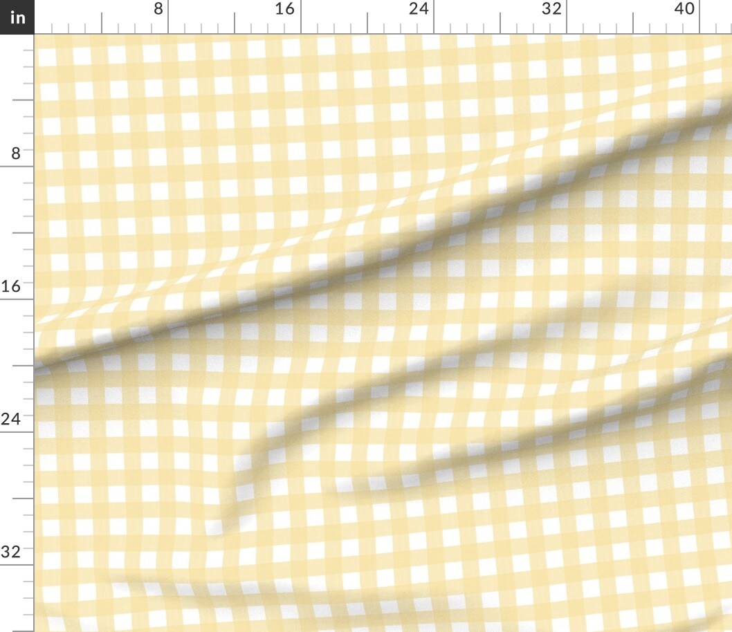 Pale Yellow Check Spring Pastel Traditional Buffalo Plaid Custom Printed Fabric by Spoonflower Various Fabrics by the Yard or Fat Quarter