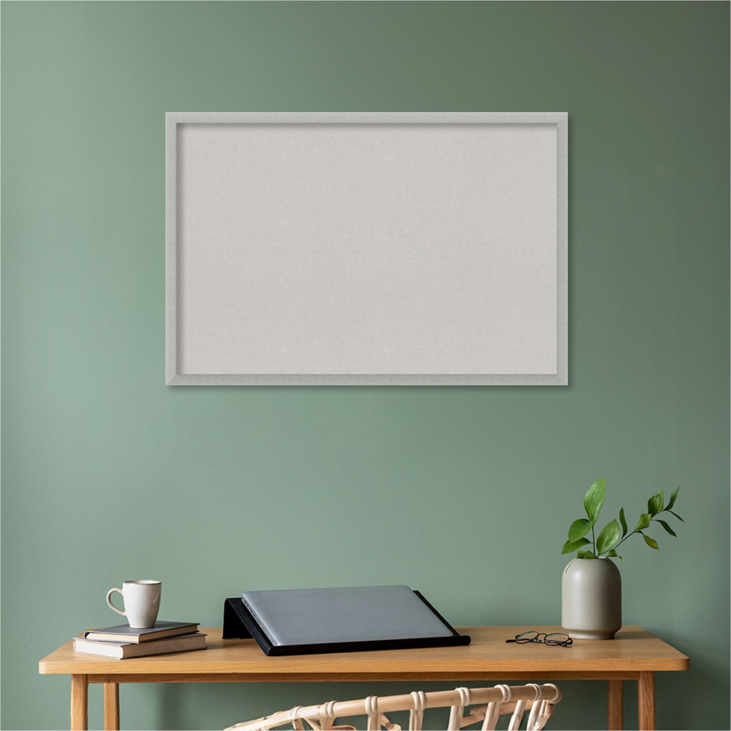 Silver Leaf Wood Framed Corkboard, Grey Cork