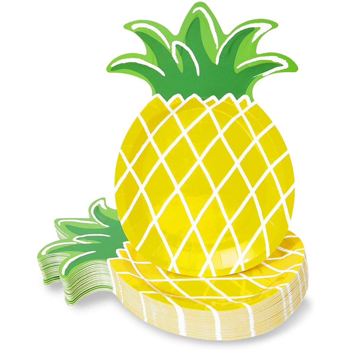 Yellow Pineapple Paper Plates for Party Supplies Hawaiian Themed Parties or Luaus 10 x 6 In 48 Pack