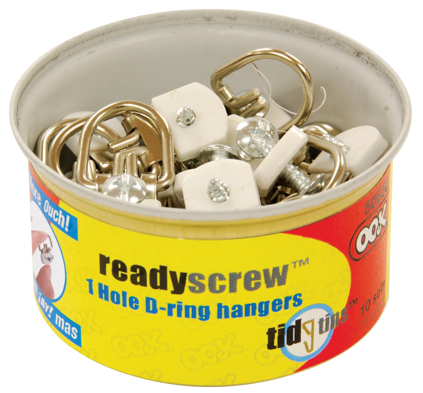 Ook ReadyScrew D-Ring Hangers, 1-Hole, 10/Pkg.