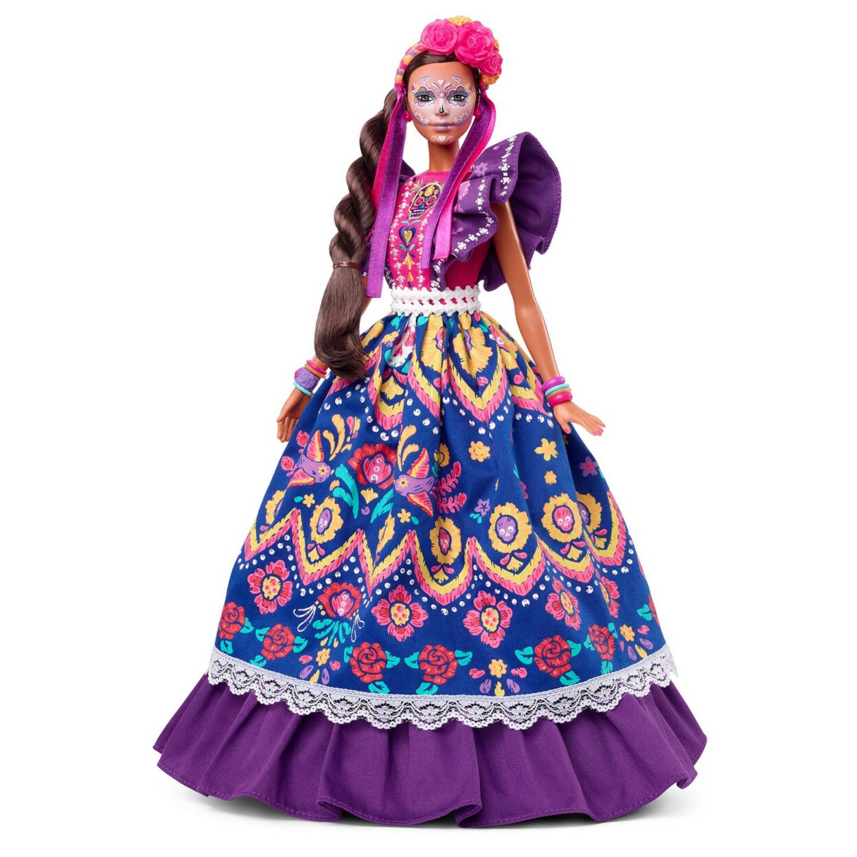 Barbie 2022 Da De Muertos Doll In Ruffled Dress And Calavera Face Paint