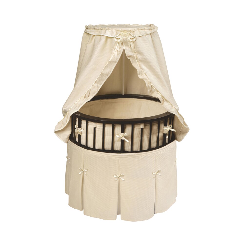 Badger Basket Co. Espresso Elite Oval Bassinet with Ecru Waffle Bedding