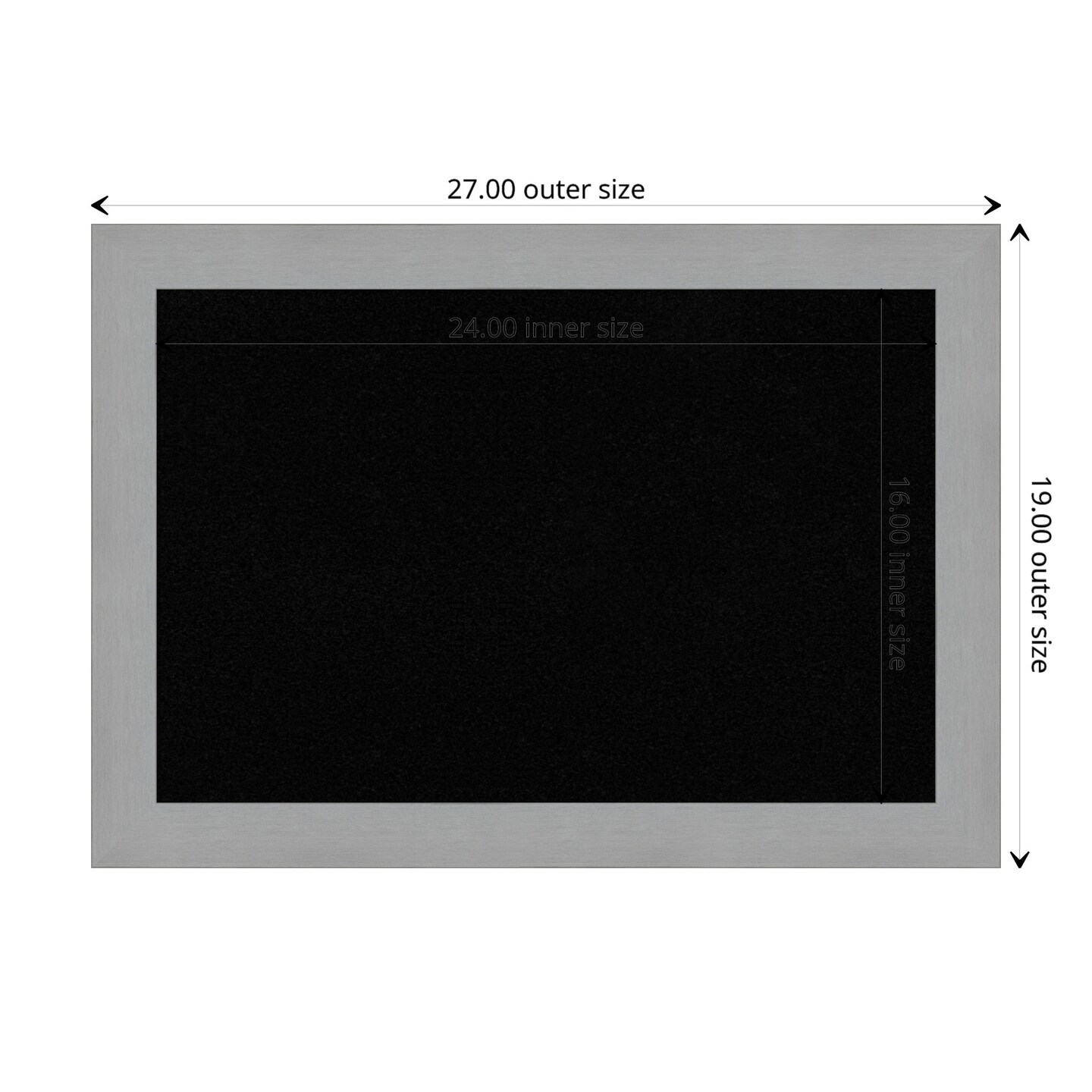 Brushed Framed Corkboard, Black Cork