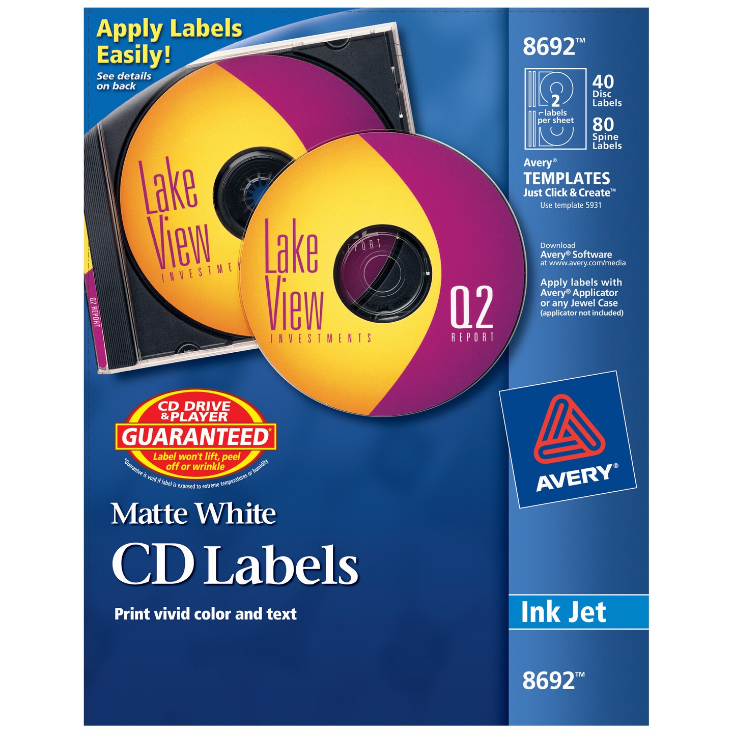 Avery CD Labels, Print to the Edge, Permanent Adhesive, Matte, 40 Face ...