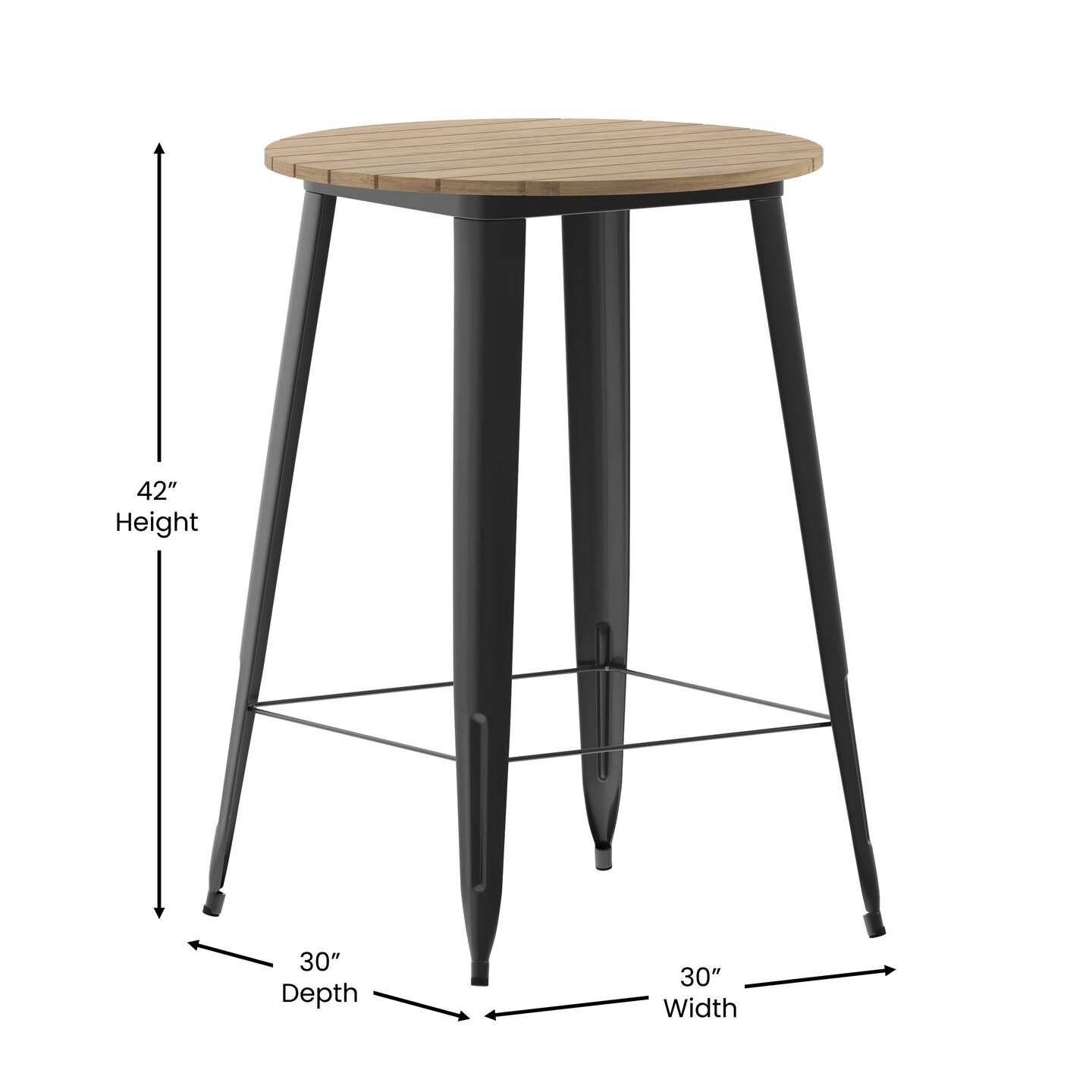 Merrick Lane Dryden Indoor/Outdoor Bar Top Table, 30&#x22; Round All Weather Poly Resin Top with Steel base