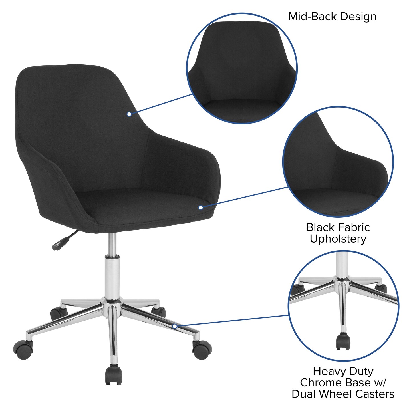 Merrick Lane Roma Home Office Bucket Style Chair with 360 Degree Rotating Swivel