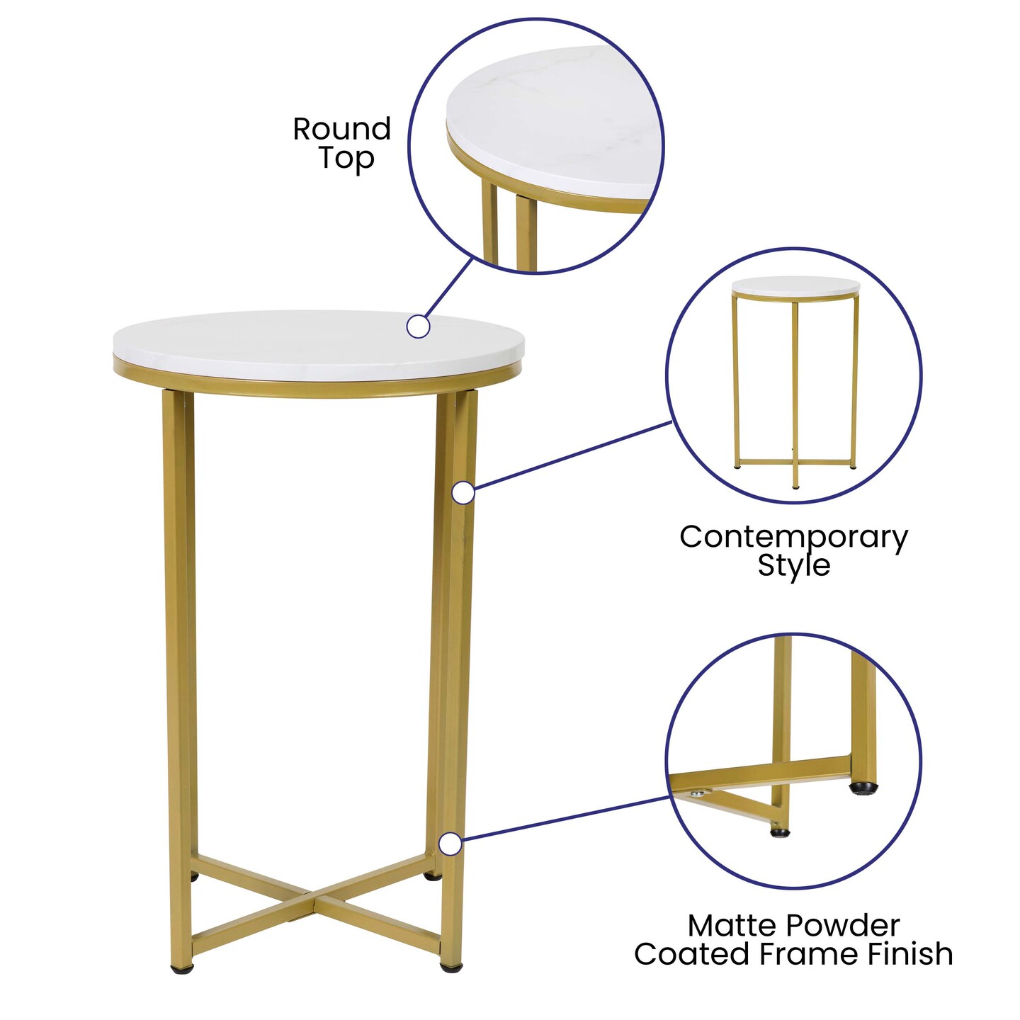 Merrick Lane Fairdale Round Coffee Table Set - 3 Piece Coffee Table Set with Crisscross Frame - Coffee Table &#x26; 2 End Tables