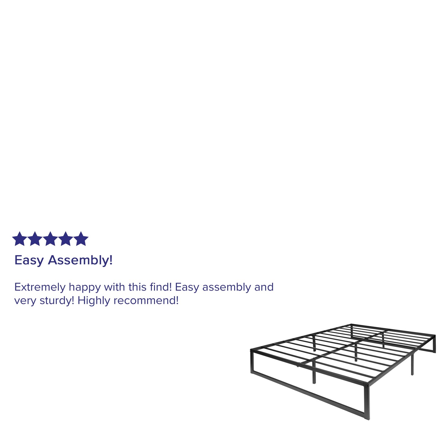 Merrick Lane Varallo 14 Inch Steel Bed Frame With Steel Slat Support For Any Mattress (No Box Spring Required)