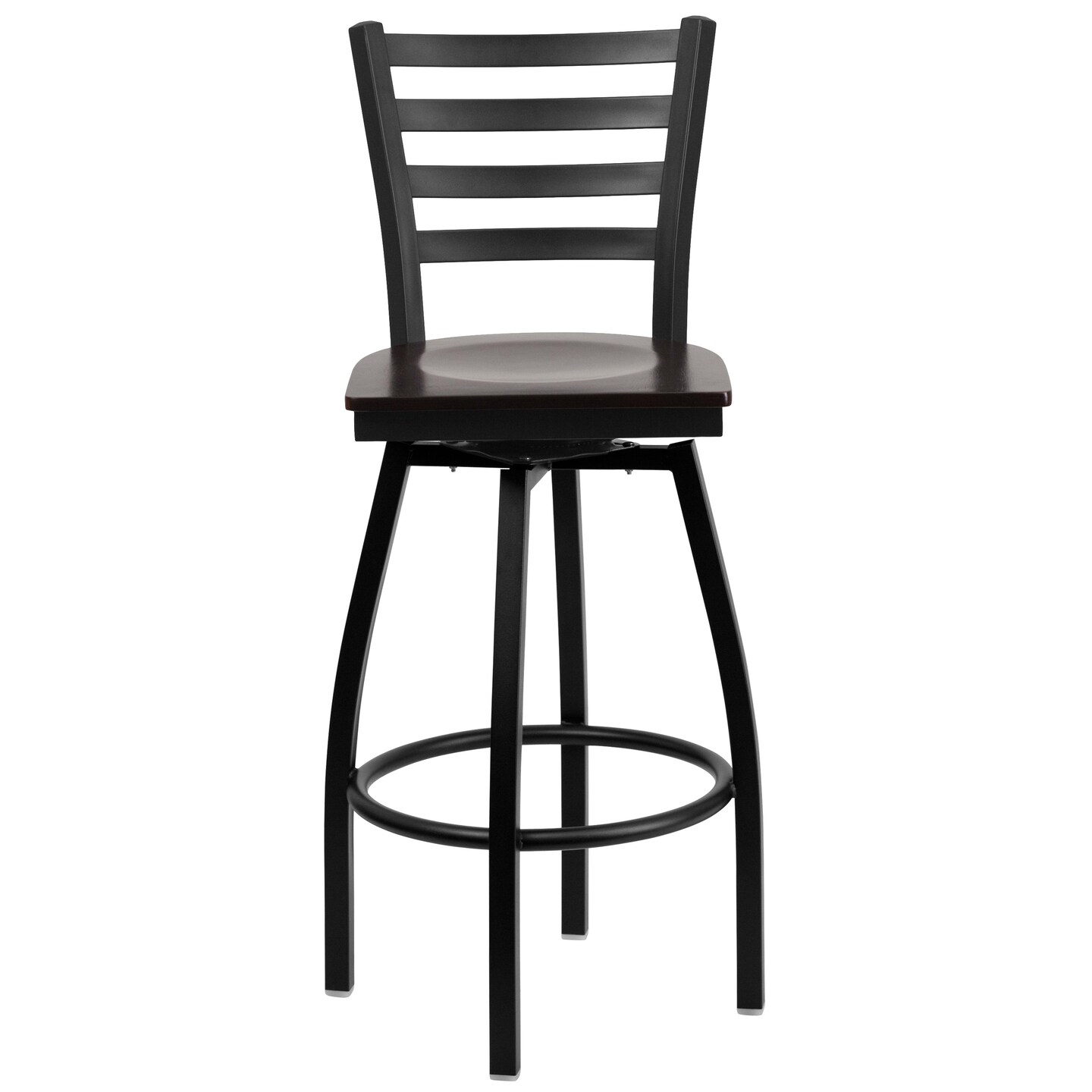 Emma and Oliver Ladder Back Swivel Metal Restaurant Dining Barstool