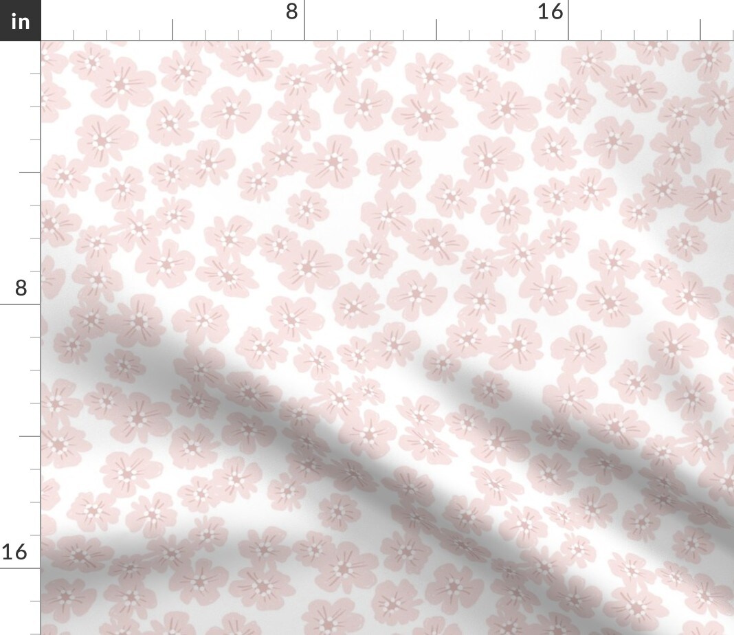 Petal Signature Cotton by the Yard or Fat Quarter Pink Floral Neutral Spring Summer Flower Petals Small Scale Custom Printed Fabric by Spoonflower