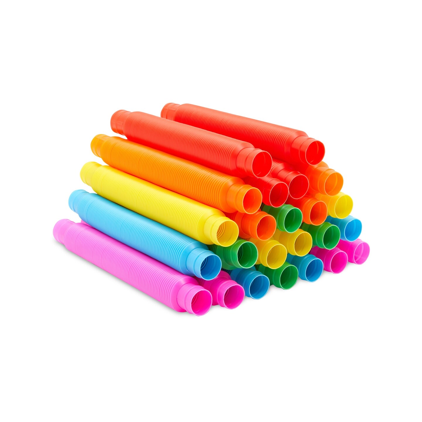 24 Pack Sensory Fidget Toy Set, Stress Relief Pop Tubes for Kids (6 Colors)