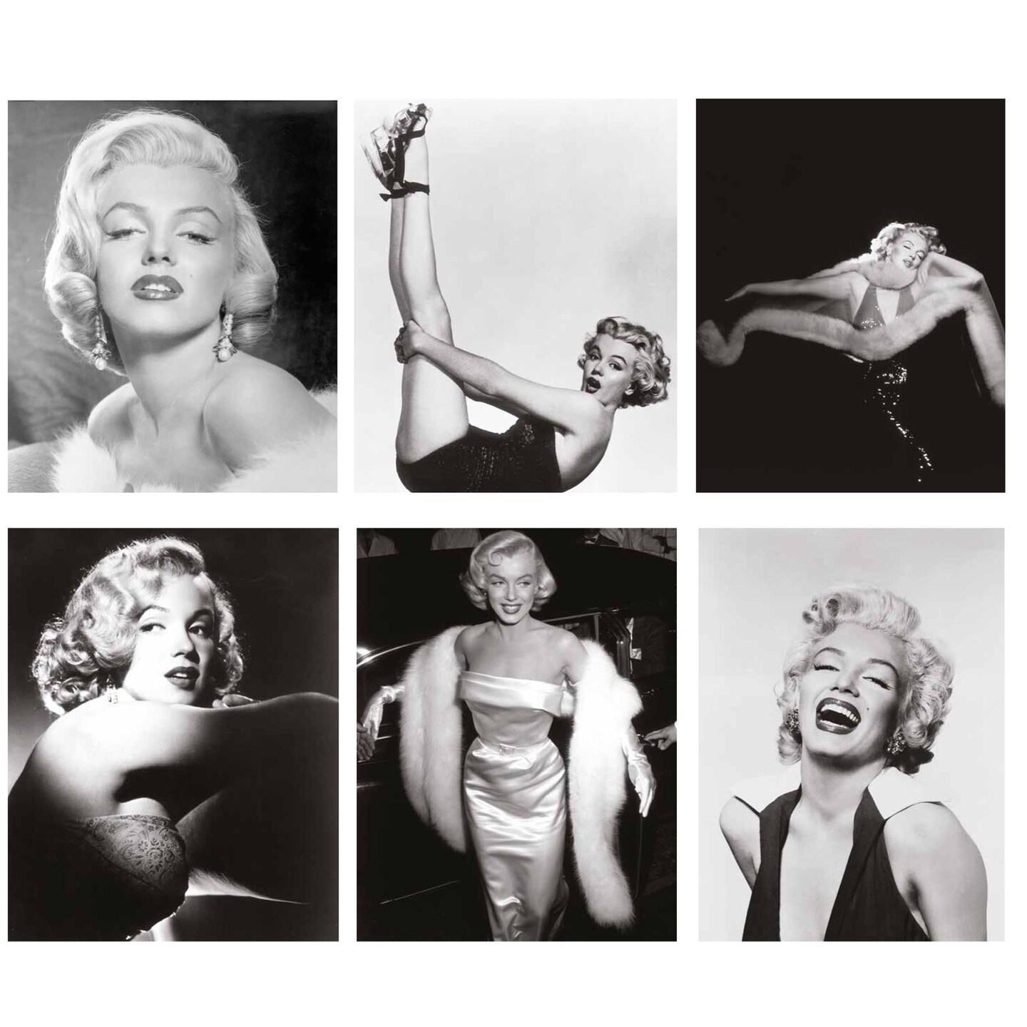 Set of 6 Marilyn Monroe Wall Decor Posters, Black and White Pictures (11 x 17 In)